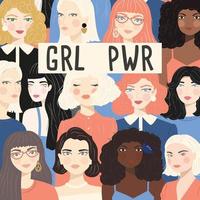 Group of portraits of diverse women vector