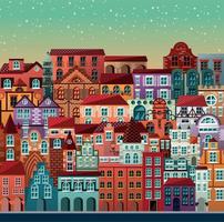 Collection of buildings and houses urban scene vector