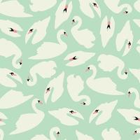 Swan seamless pattern on mint vector