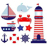 Nautical themed baby room illustrations vector
