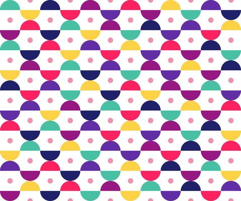 Seamless pattern of colorful geometric and circle shapes