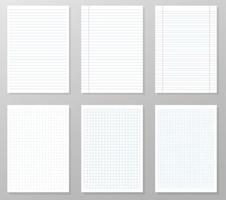 Conjunto de papel de cuaderno vector