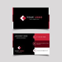 Red black sectioned modern business card template vector