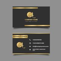 Black and Gold Metallic Border business card vector
