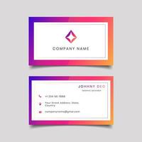 Conjunto de tarjeta de visita de marco degradado rosa púrpura
