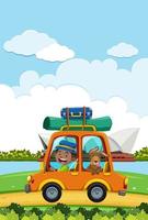 Man going on a roadtrip in front of Sydney opera house vector