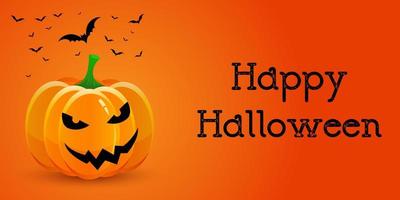 Halloween banner with pumpkin and bats vector