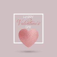 Elegante fondo de San Valentín con corazón de oro rosa en marco blanco vector