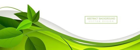 Abstract green leaves wave banner background