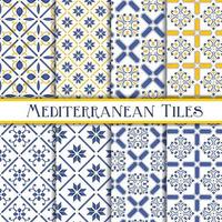 Collection of mediterranean tile patterns vector