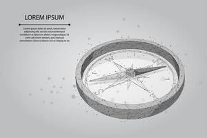 Mesh line and point polygonal compass icon vector