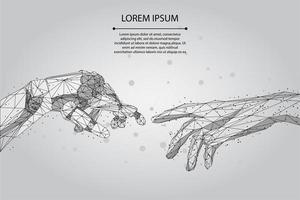 Mesh line and point Low poly wireframe hands vector
