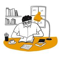 Cartoon man reading a book  vector