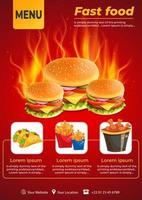 Plantilla de folleto - comida rápida de menú vector