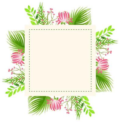 Frame design with flowers and leaves