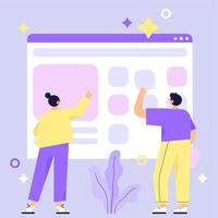 Website Construction with Two People vector