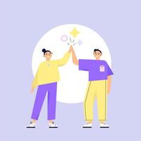 Two Characters Giving High Five For Great Work vector