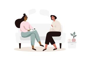 Psychotherapy Session with Women on Couch vector