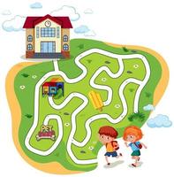 Children going to school maze game vector