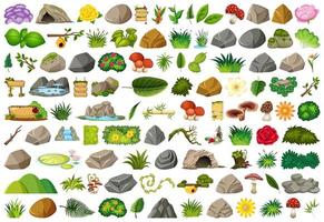 Set of isolated nature objects  vector