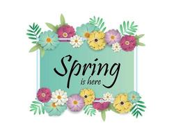 Spring Sale design with Flowers and Rectangle Frame vector