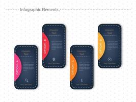 Diseño de plantilla de tarjeta de cuatro opciones de infografía vector