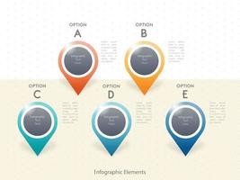 Infographic five options template design vector