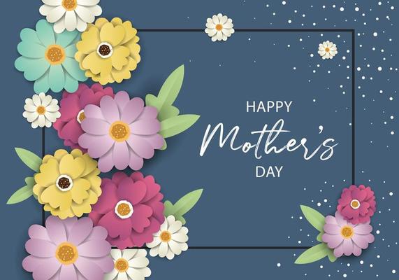 Mother's Day Banner Design with Frame and Flowers