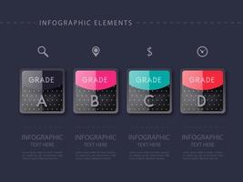 Diseño de plantilla oscura de infografía vector