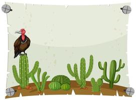 Paper template with vulture in cactus garden vector