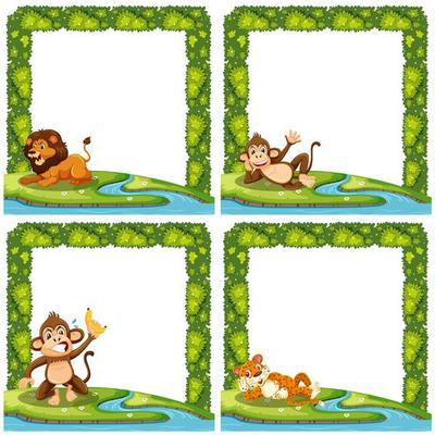 Set of animal nature frame