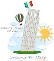 Welcome to Italy with leaning tower of Pisa vector