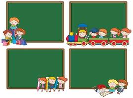 Group of Student and Blackboard Template vector
