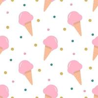 seamless colourful ice cream in a waffle cone pattern