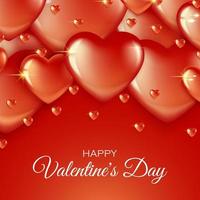 Red hearts valentine background vector