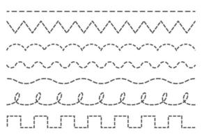 Collection of dash line stroke set vector