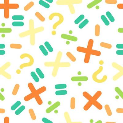 seamless colorful mathematical symbol pattern on white background