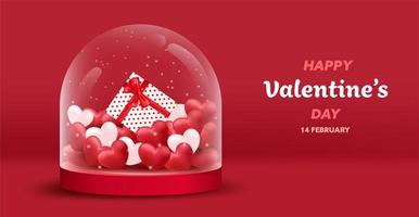 Happy Valentine's Day glass jar background vector