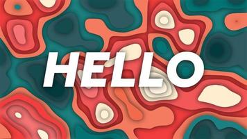 Hello geometric background with paper cut shapes  vector