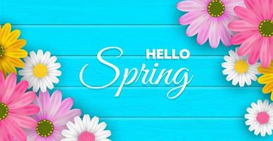 Hello Spring blossom background vector