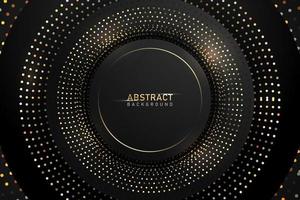 Abstract dark background with gold shiny circle glitter and sparkle elements vector