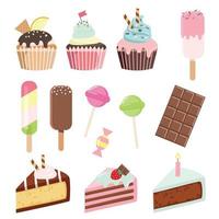 Different sweets set on white vector