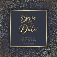 Save the date invitation template with black and gold
