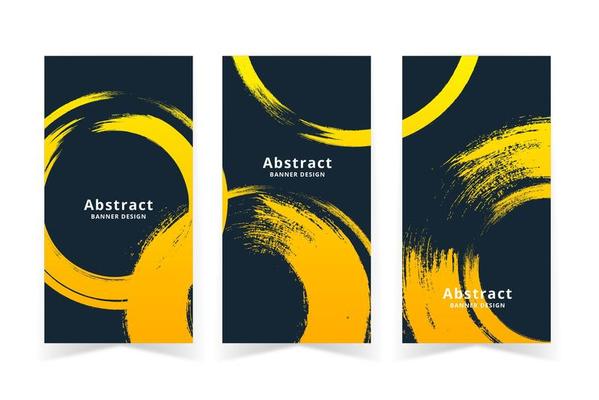 Yellow Grunge Art Banner Set