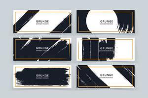 Grunge Art Dark Color Banner Set vector