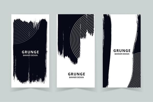 Grunge Art Deep Color Vertical Banner Set