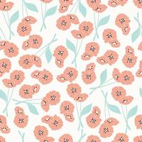 Seamless pattern with orange and blue flowers vector