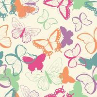 Seamless vector pattern with hand drawn colorful butterflies