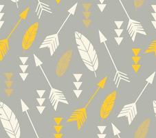 Bohemian feathers and arrows, seamless pattern vector