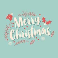 Typographic Christmas card with leaves vector